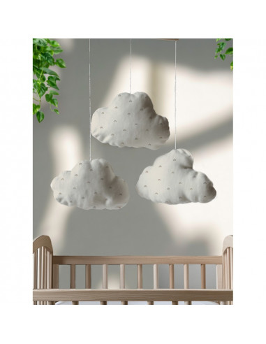 Popeline de coton, arc-en-ciel, naturel