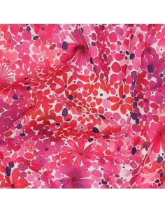 Tissu, Voile de Coton Fleuri, Fuchsia, Laize 138 cm, 100% Coton 70g/m²