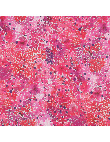 Voile de coton, impression digitale, fleurs fuchsia