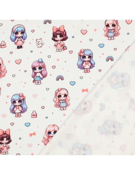 Jersey de coton, impression digitale, poupées