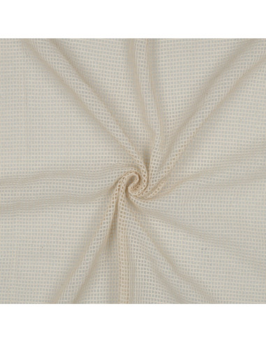 Tissu, Filet Coton Petite Maille Carrée, Écru, Laize 155 cm, 100% Coton 140g/m²