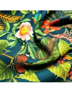 Tissu, Toile d'Extérieur Tropicale Bora Bora, Pétrole, Laize 145 cm, 100% Polyester 190g/m² 2