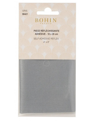 Pièce réfléchissante adhésive, 10 x 20 cm, gris