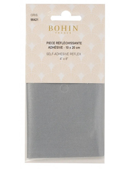 Pièce réfléchissante adhésive, 10 x 20 cm, gris