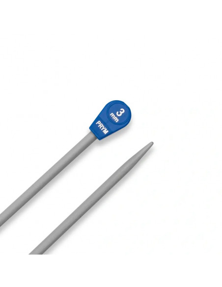 Aiguilles à tricoter à boule, aluminium, 30cm, Ø3mm, gris