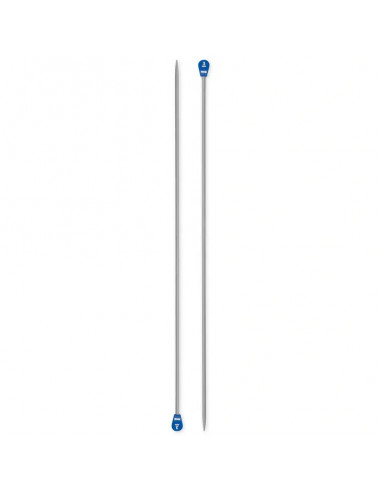 Aiguilles à tricoter à boule, aluminium, 30cm, Ø3mm, gris