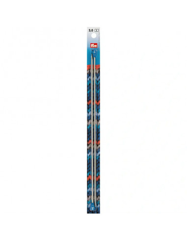 Aiguilles à tricoter à boule, aluminium, 30cm, Ø3mm, gris