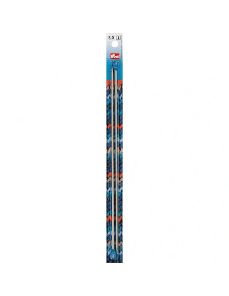 Aiguilles à tricoter à boule, aluminium, 30cm, Ø3mm, gris