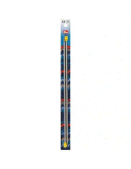 Aiguilles à tricoter à boule, aluminium, 30cm, Ø3,5mm, gris