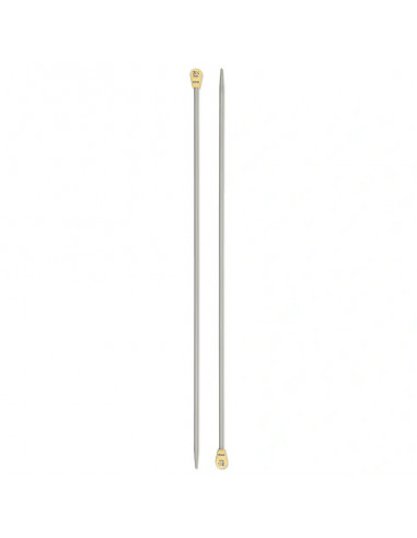 Aiguilles à tricoter à boule, aluminium, 30cm, Ø3,25mm, gris