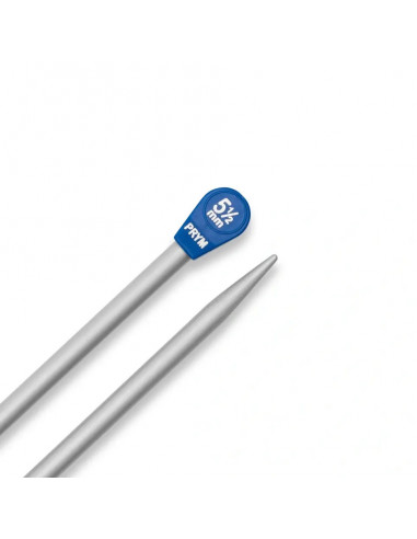 Aiguilles à tricoter à boule, aluminium, 30cm, Ø5,5mm, gris