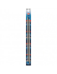 Aiguilles à tricoter à boule, aluminium, 30cm, Ø5,5mm, gris