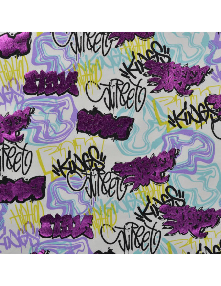 Tissu, French Terry Imprimé Graffiti, Urbain Street Art, Laize 150 cm, Coton Stretch