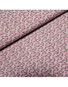 Tissu, Jersey de Coton Imprimé, Petites Fleurs Roses Délicates, Laize 150 cm, Coton Stretch