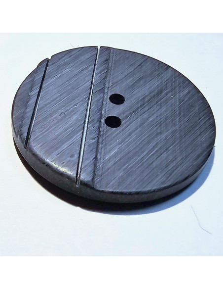 Bouton polyester 2 trous, 27mm, bleu et gris