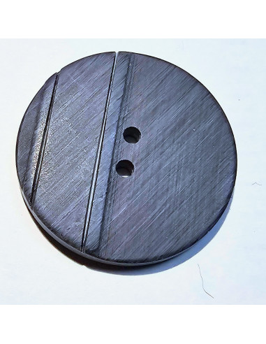 Bouton polyester 2 trous, 27mm, bleu et gris