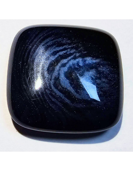 Bouton polyester à tunnel, 23mm, carré, nuances de bleu