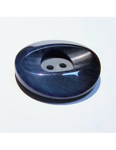 Bouton polyester 2 trous, 29mm, teinte bleutée