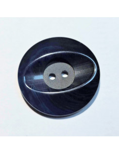 Bouton polyester 2 trous, 29mm, teinte bleutée