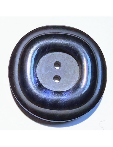 Bouton polyester 2 trous, 35mm, nuance bleu avec reflet de mauve