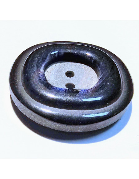 Bouton polyester 2 trous, 35mm, nuance bleu avec reflet de mauve