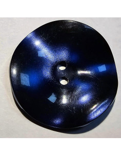 Bouton bois 2 trous, 29mm, pétales, marine