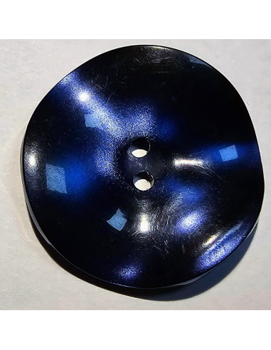 Bouton bois 2 trous, 29mm, pétales, marine