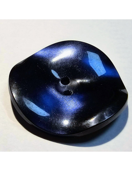 Bouton bois 2 trous, 29mm, pétales, marine