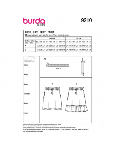 Patron Burda 9210 - Jupes