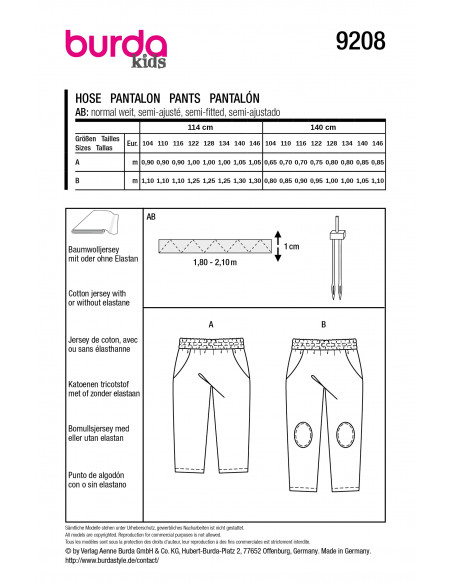 Patron Burda 9208 - Pantalon