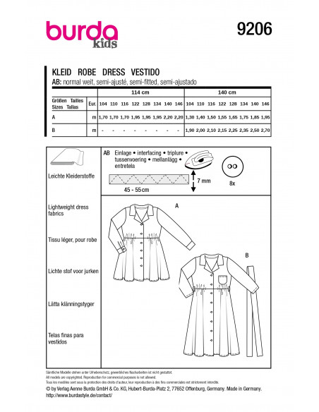 Patron Burda 9206 - Robe