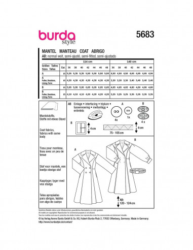 Patron Burda 5683 - Manteau