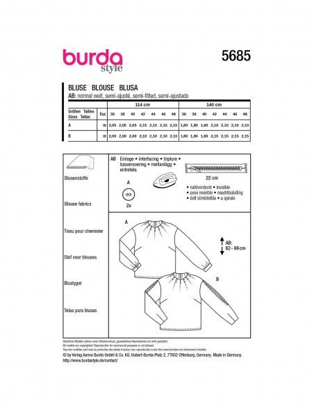 Patron Burda 5685 - Chemisier