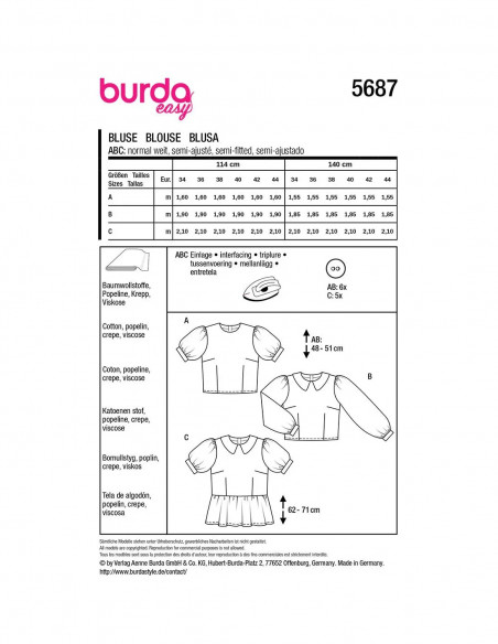 Patron Burda 5687 - Chemisier