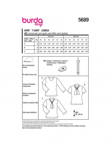 Patron Burda 5689 - T-shirt