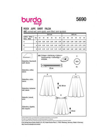 Patron Burda 5690 - Jupe