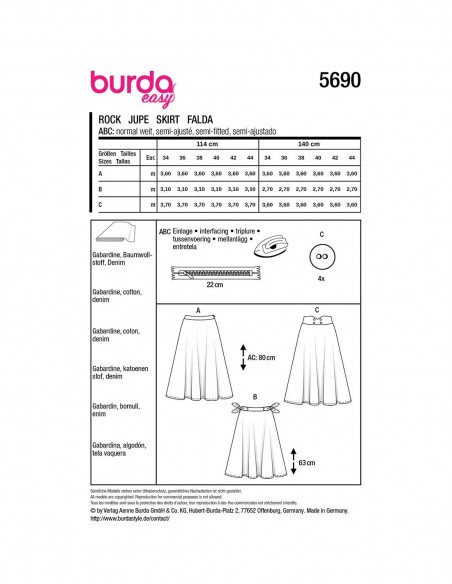 Patron Burda 5690 - Jupe