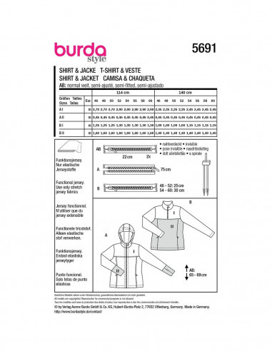 Patron Burda 5691 - T-shirt