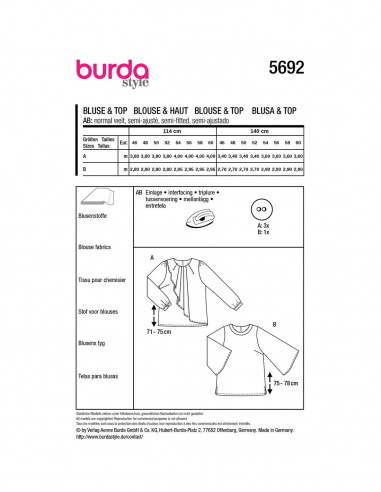 Patron Burda 5692 - Blouse