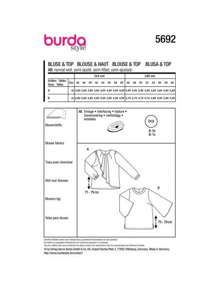 Patron Burda 5692 - Blouse
