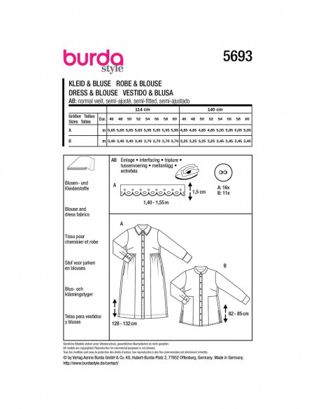 Patron Burda 5693 - Robe et chemisier