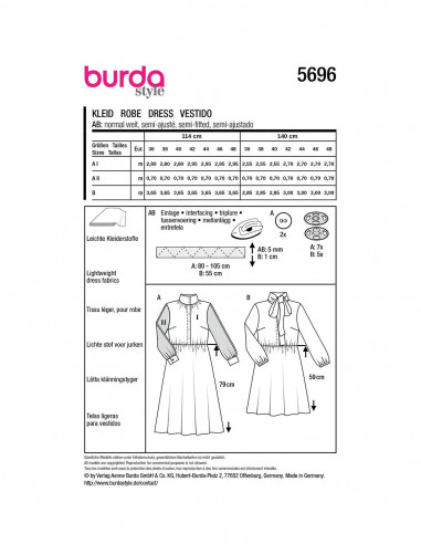 Patron Burda 5696 - Robe
