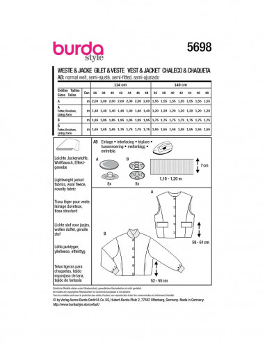 Patron Burda 5698 - Gilet