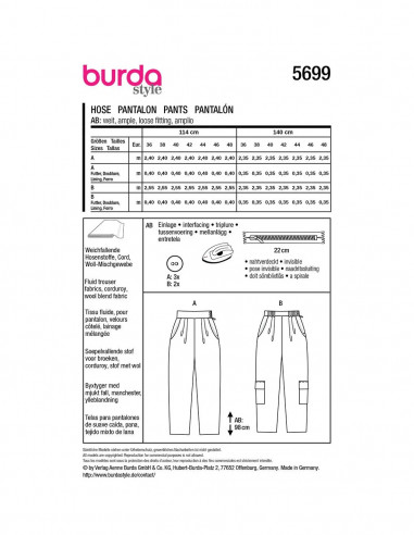 Patron Burda 5699 - Pantalon