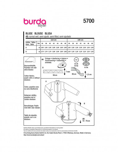 Patron Burda 5700 - Chemisier