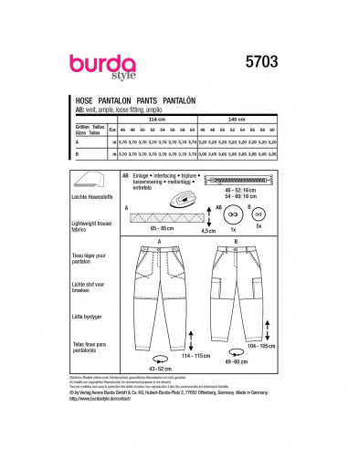 Patron Burda 5703 - Pantalon