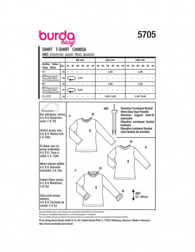 Patron Burda 5705 - T-shirt