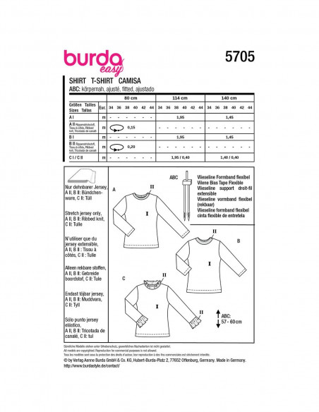 Patron Burda 5705 - T-shirt
