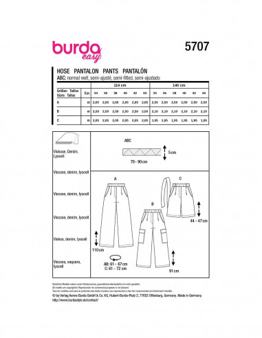 Patron Burda 5707 - Pantalon