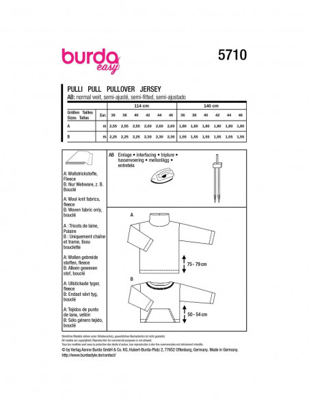 Patron Burda 5710 - Pull